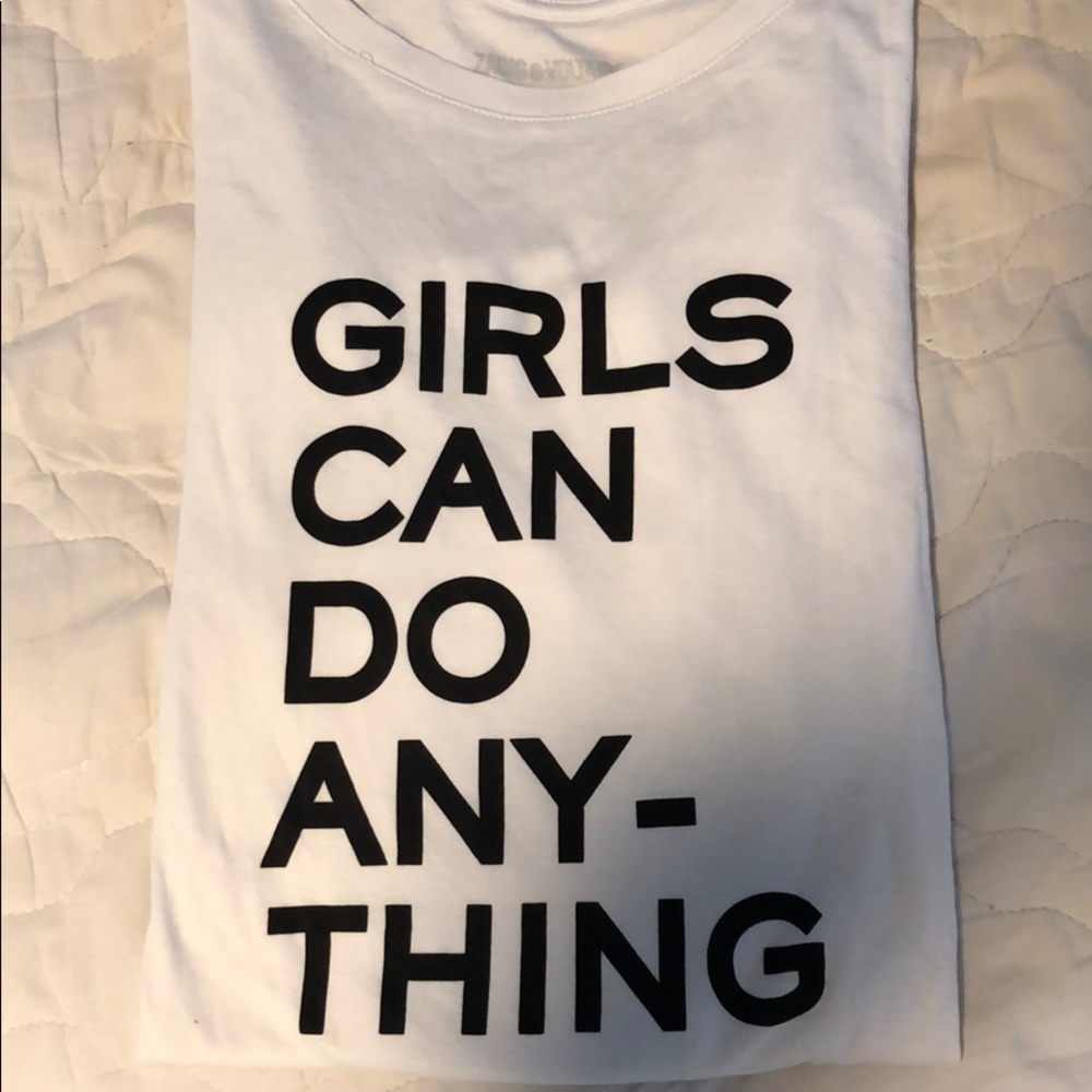 White T Shirt, GIRLS CAN DO ANYTHING